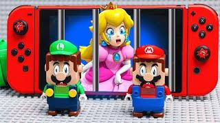 Lego Mario has to enter two Nintendo Switches to Help Yoshi and Peach! Will he do it? Mario Story