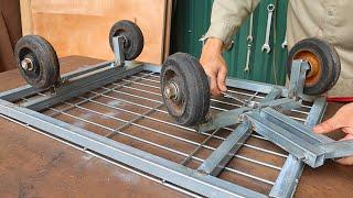 Great idea on how to make an effective shopping cart by a smart craftsman / DIY metal trailer