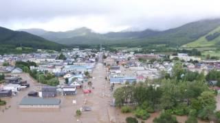 【国土交通省北海道開発局】北海道空知郡南富良野町幾寅地区の堤防決壊状況