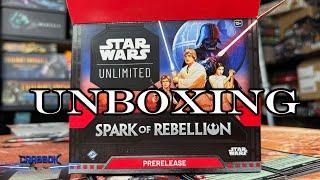 Star Wars Unlimited Spark of Rebellion Pre-Release Booster Box Unboxing