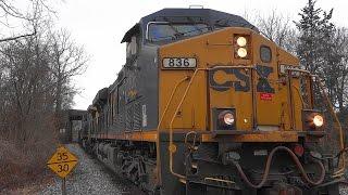 CSX Q438 Train Pulling From A Stop