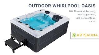 Outdoor Whirlpool Oasis für 3 Personen – mit Düsen, LED, Filter, Abdeckung & Pumpe ARTSAUNA