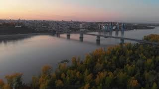 Aerial view to Barnaul city.