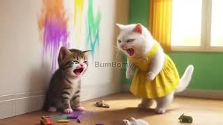 Cat's Wedding is Sad, because of a Big Fire #cat #cutecat #aicat #kitten #catstory 4k