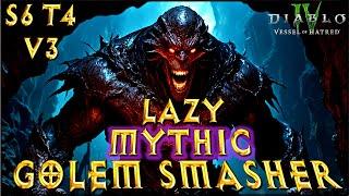 S6 T4 V3 LAZY Mythic Golem Smasher Summoner Necromancer Build Diablo 4 VoH