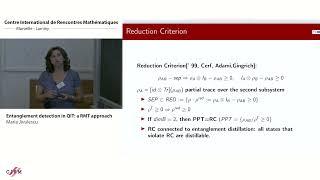 Maria Jivulescu: Entanglement detection in QIT: a RMT approach