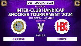 T2 - KGS CLUB vs HBCC 'B'' - 9/12/24 - MONDAY (5 PM)