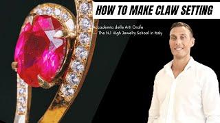 Incastonatura a griffe rubino e diamanti - how to make claw setting gerardi_setting_school