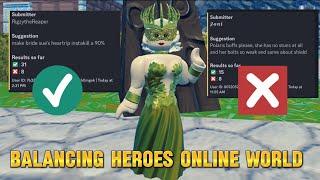 Balance suggestions rating & giving my own. Heroes online world roblox