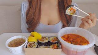 ira ASMR️ l Gimbap + Tteokbokki No Talking l Eating Sound l Mukbang️