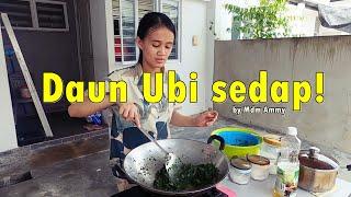 Mdm Ammy masak daun Ubi untuk makan tghari!