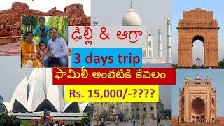 Delhi & Agra 3 days family trip - Under Rs.15,000/- | Budget Tour Trip | Telugu Family Travellers |