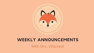 Announcements for the Week of September 16, 2024 