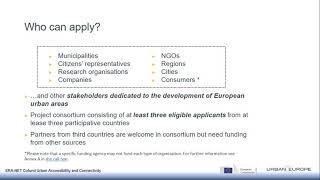 Call presentation: ERA-NET Cofund Urban Accessibility and Connectivity 2020