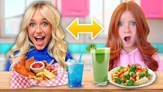 10 SiBLiNGS SWAP DiETS FOR 24HRS!?!  *MOMS GONE*