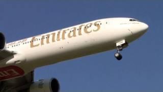 Emirates Boeing 777 landing Melbourne Tullamarine International 11OCT10 AG-EBW plus ATC