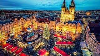 Christmas market in Prague, Czech Republic at night 4K 60fps -  Beautiful Christmas city