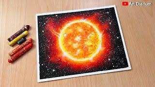 How to draw Sun with Oil Pastel Step-by-Step for Beginners #nationalspaceday