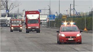 INCENDIO CAPANNONE A MARGHERA - mezzi Vigili del Fuoco, Polizia Locale e Carabinieri in emergenza