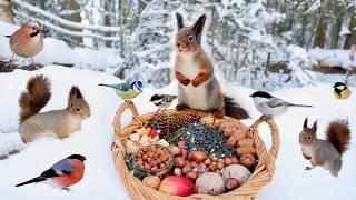 Winter Basket in the Forest - Relax with Squirrels and Birds (2 Hours)
