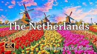 The Netherlands – Flying Over The Netherlands - Relaxing Piano Music - Rotterdam, Amsterdam, Utrecht