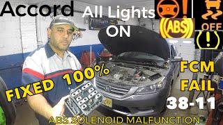 Honda Accord all lights on ABS Traction  ECW failed 38-11 38-11 abs solenoid valve malfunction FIXED