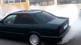 BMW e34 520 burnout.