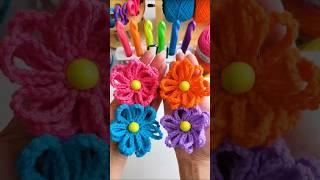 Easy Crochet Loop Flower for Beginners #shorts