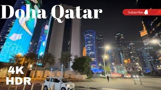 Doha downtown night walking tour  | 4k | #qatar