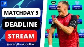 UCL FANTASY MATCHDAY 5 DEADLINE STREAM! Champions League Fantasy Football 24/25 (RANK: 1784)