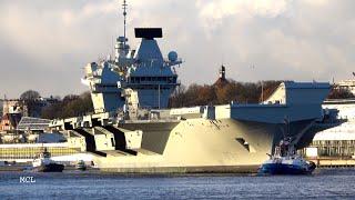 Flugzeugträger "HMS Queen Elizabeth" besucht Hamburg am 18.11.2024...