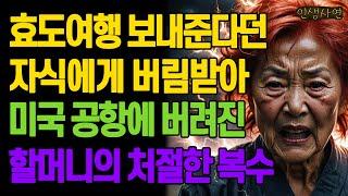 노후에 효도여행 보내준다던 자식에게 버림받아 미국 공항에 버려진 80대 어느 할머니의 처절한 복수와 응징 사연 노년에 버림받은 이야기 부모자식간 연 끊은 오디오북