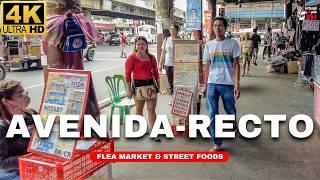 [4K] AMAZING Avenida & Recto | Street Foods & Flea Market Tour 2024 (YEAR ENDER)