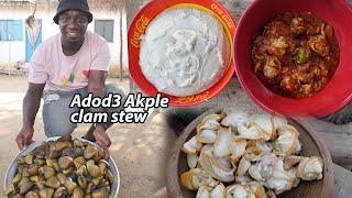 Ultimate Ewe food !! Adod3 stew with Akple !! Delicious local food !! clam stew