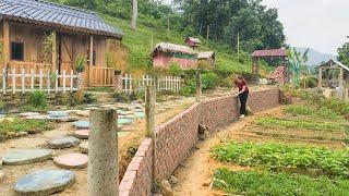 Technique of building long fence with many bricks - Hanh Phuong village life in Vietnam