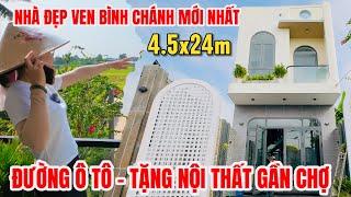 NHÀ PHỐ BÌNH CHÁNH ĐẸP RẺ MỚI NHẤT, nhà sau chợ đường xe hơi, SHR hỗ trợ trả trước 1 TỶ nhận nhà