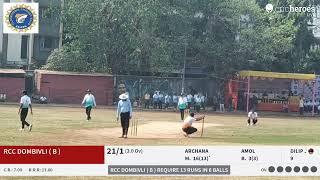 RCC DOMBIVLI ( B ) vs Eklavya Live Cricket Match | TILAK CHOWK CRICKET CLUB (KALYAN) ORG,50+ , Late