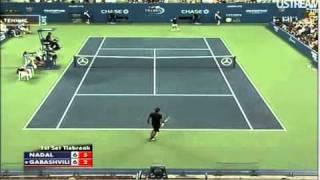 Rafael Nadal vs Teymuraz Gabashvili US Open 2010 1st round 1st set tiebreaker last points