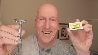 A Shave with the Very Mild Merkur HD 34C 2-Piece Safety Razor and a Super Sharp Feather Blade