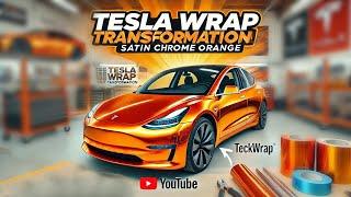 Wrapping a Tesla in Satin Chrome Orange | Stunning Vinyl Wrap Transformation!