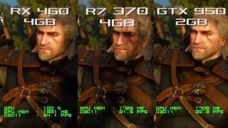 RX 460 NITRO vs R7 370 vs GTX 950 - The Witcher 3: Wild Hunt 1080p Frame Rate Test