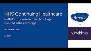 NHS Continuing Healthcare CHC  Nuffield Trust research and how to get involved