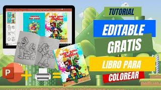 Como hacer un libro para colorear  para  niños personalizado/editable gratis en PowerPoint /cotillón