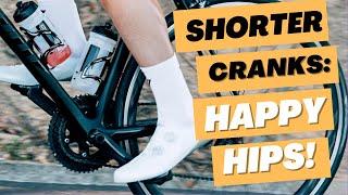 How much will 15 mm shorter cranks benefit stiff and painful hips?