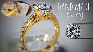 Making a White Zirconic Engagement Ring | SQUARE DIAMOND RING | Handmade Ring by Master Faheem