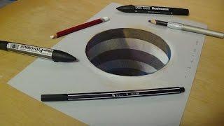 How To Draw A 3d Hole - Trick Art On Paper