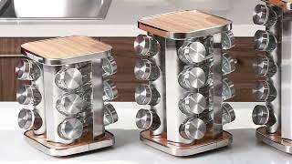 Multifunctional Rotating Spice Seasoning, Stainless Steel Spice Rack Organizer