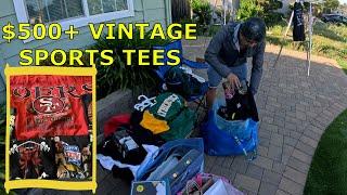 Garage Sale VINTAGE SPORTS TEES JACKPOT. 4 GARAGE SALES 1 FLEAMARKET RUN.Vintage TEEs,Hats and More!