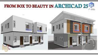 HOW TO ENHANCE FACADE IN ARCHICAD #archicad #architecture #3dexteriordesign #facadedesign