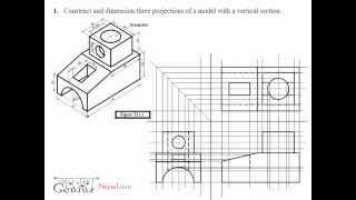 Engineering Drawing Tutorials / Orthographic Drawing with Vertical Section (T 11.1)